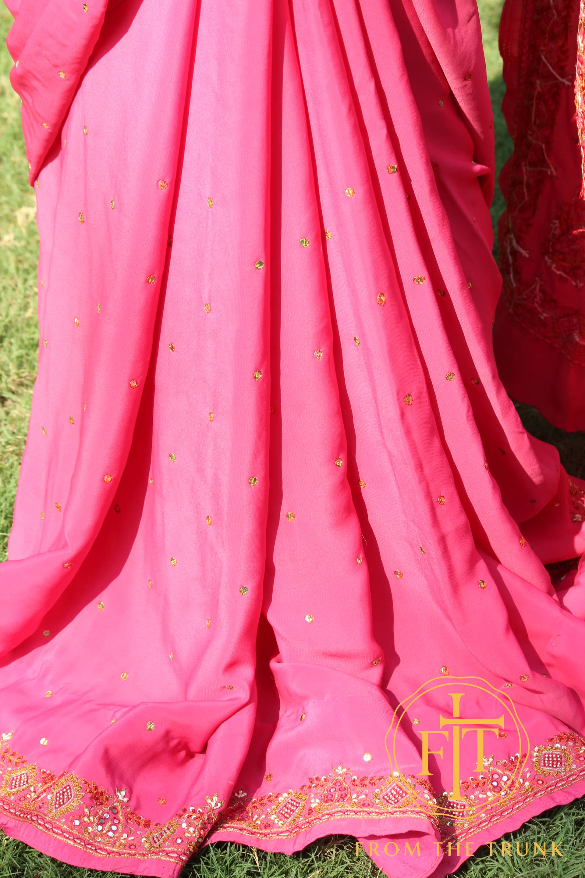 Rani Pink Georgette, pre-loved Georgette saree from From the Trunk