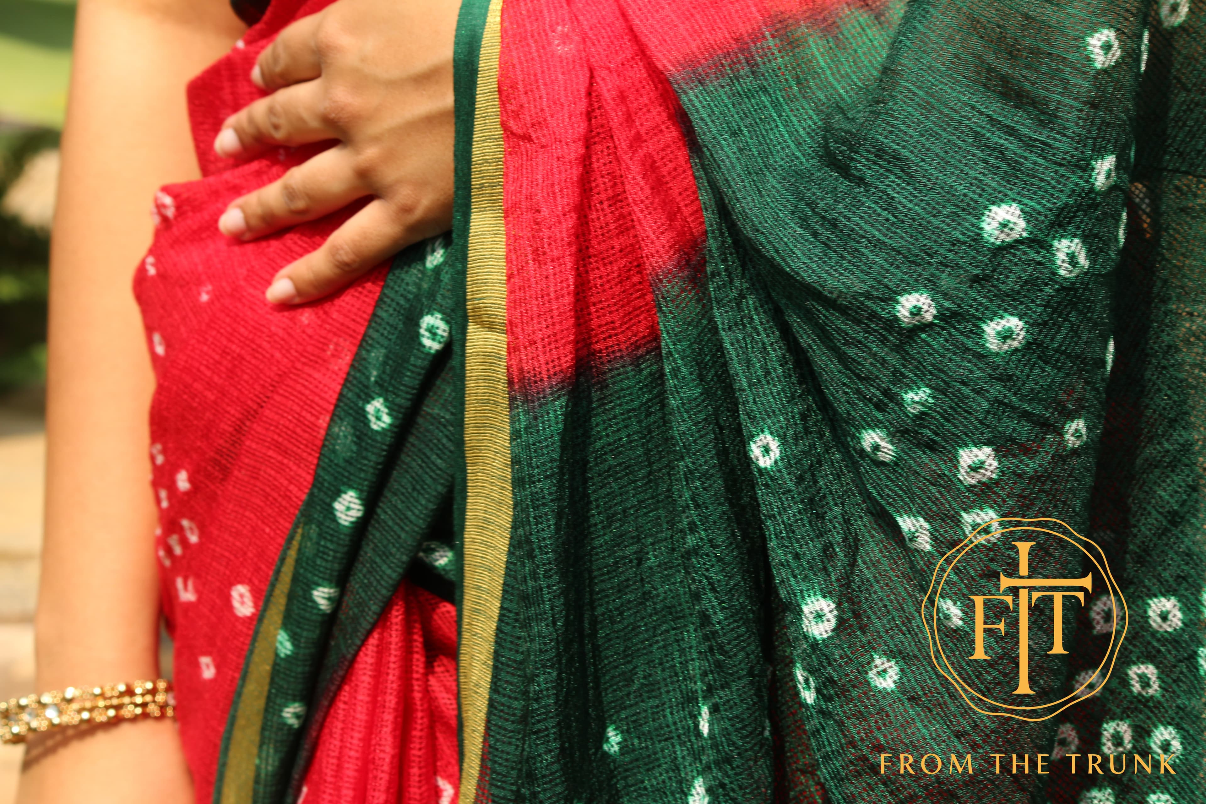 Kempu Pachai & Bandhani