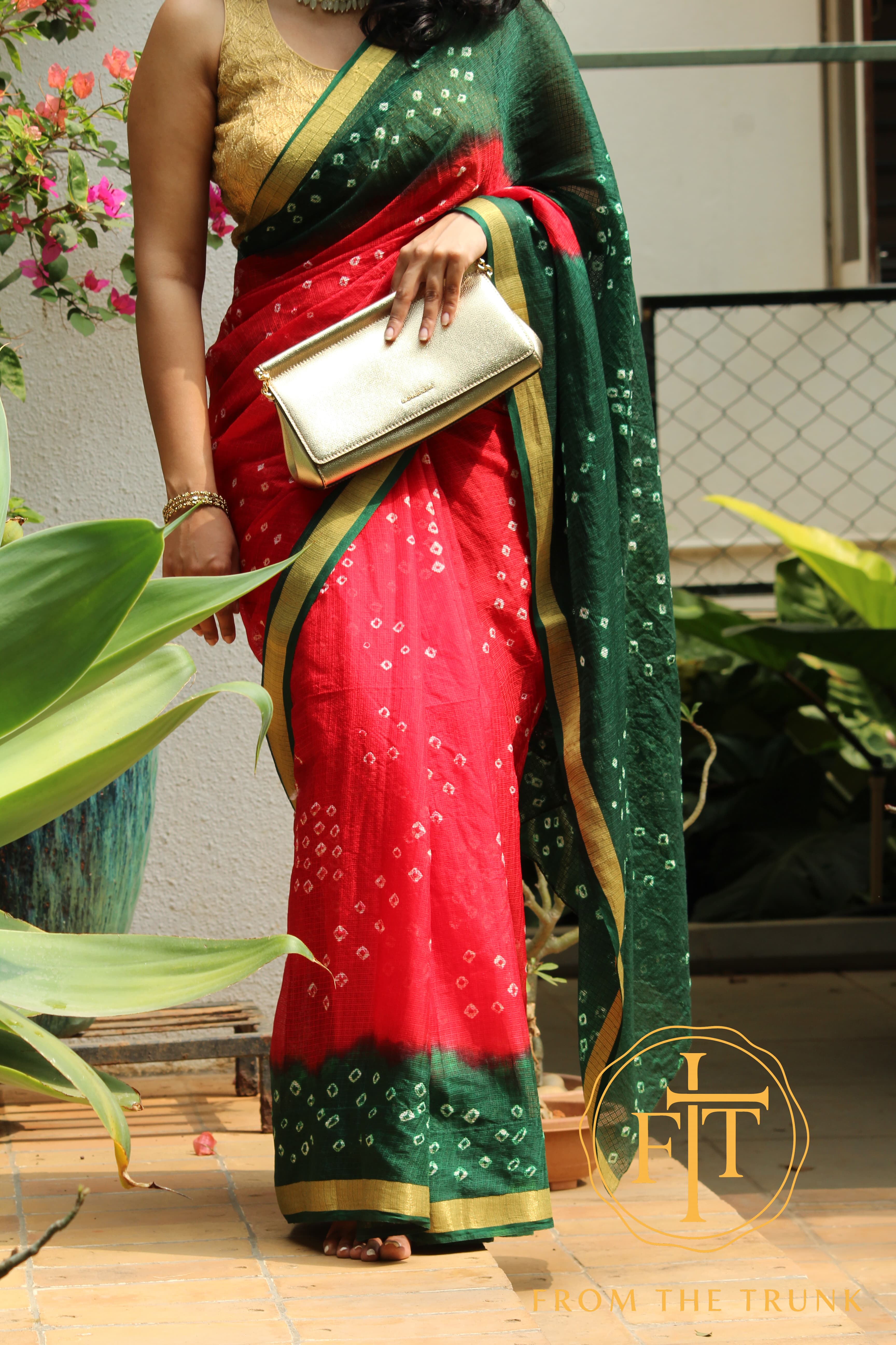 Kempu Pachai & Bandhani