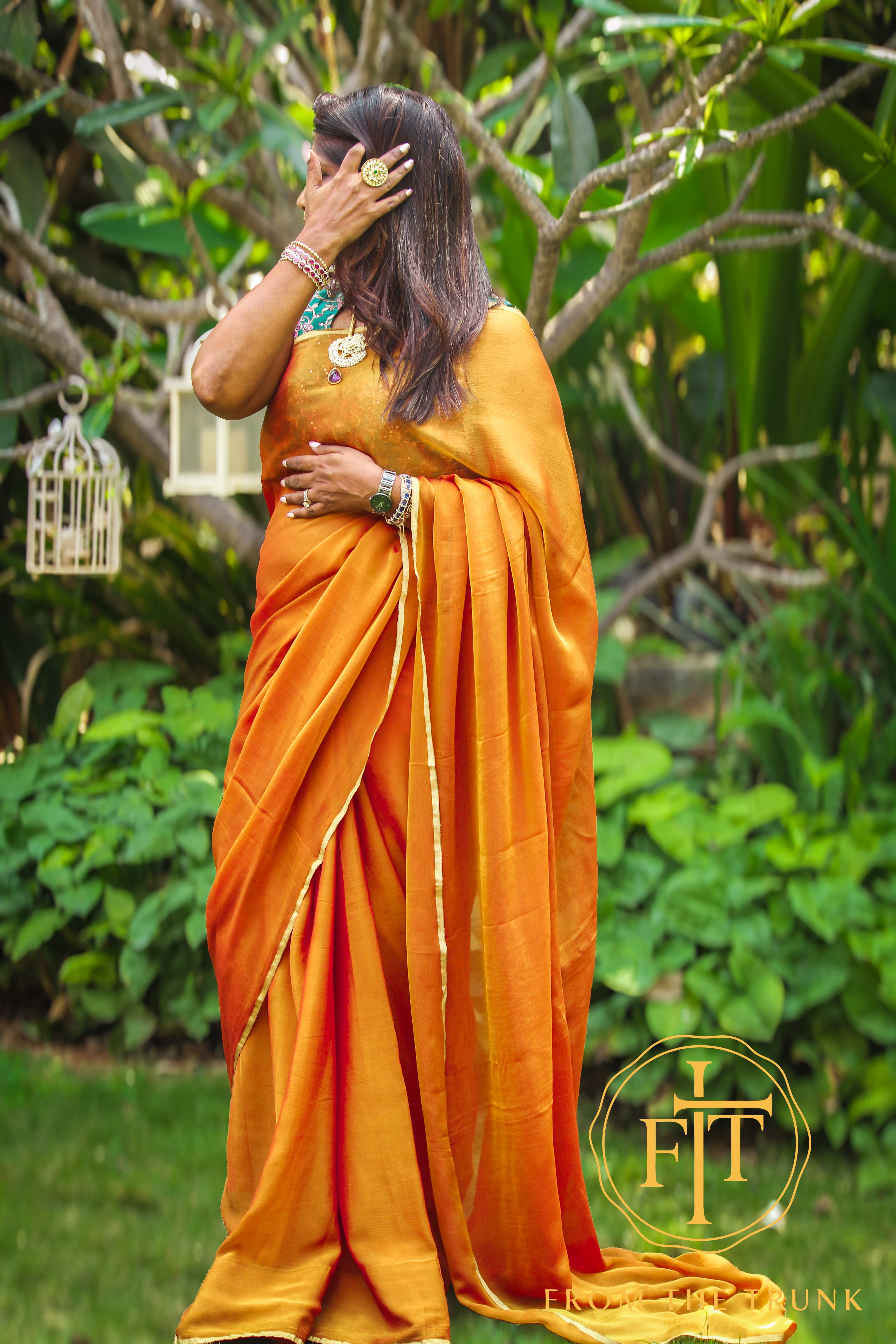 Kesari Sunset Chiffon Saree