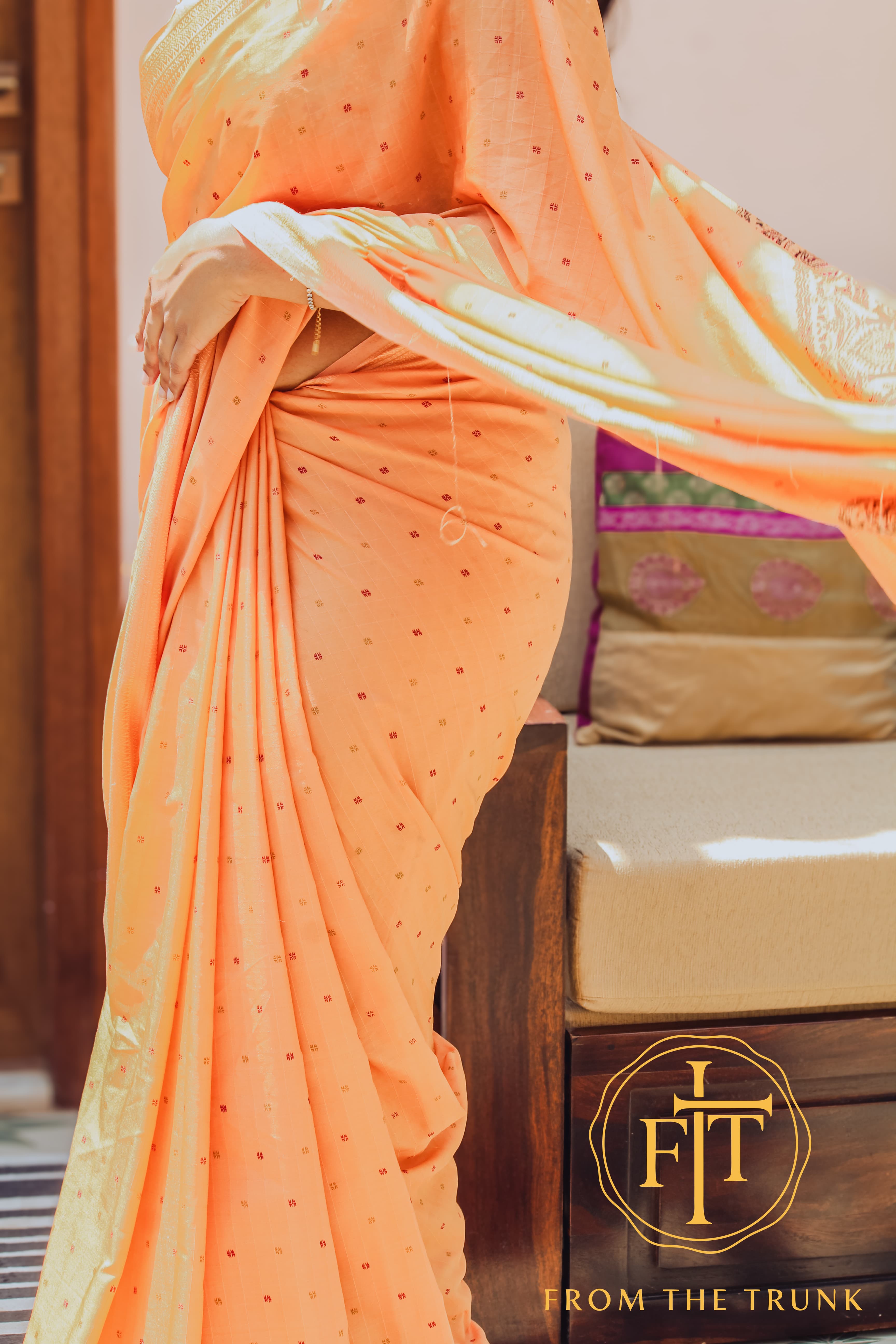 Midnight Kesari Cotton Drape