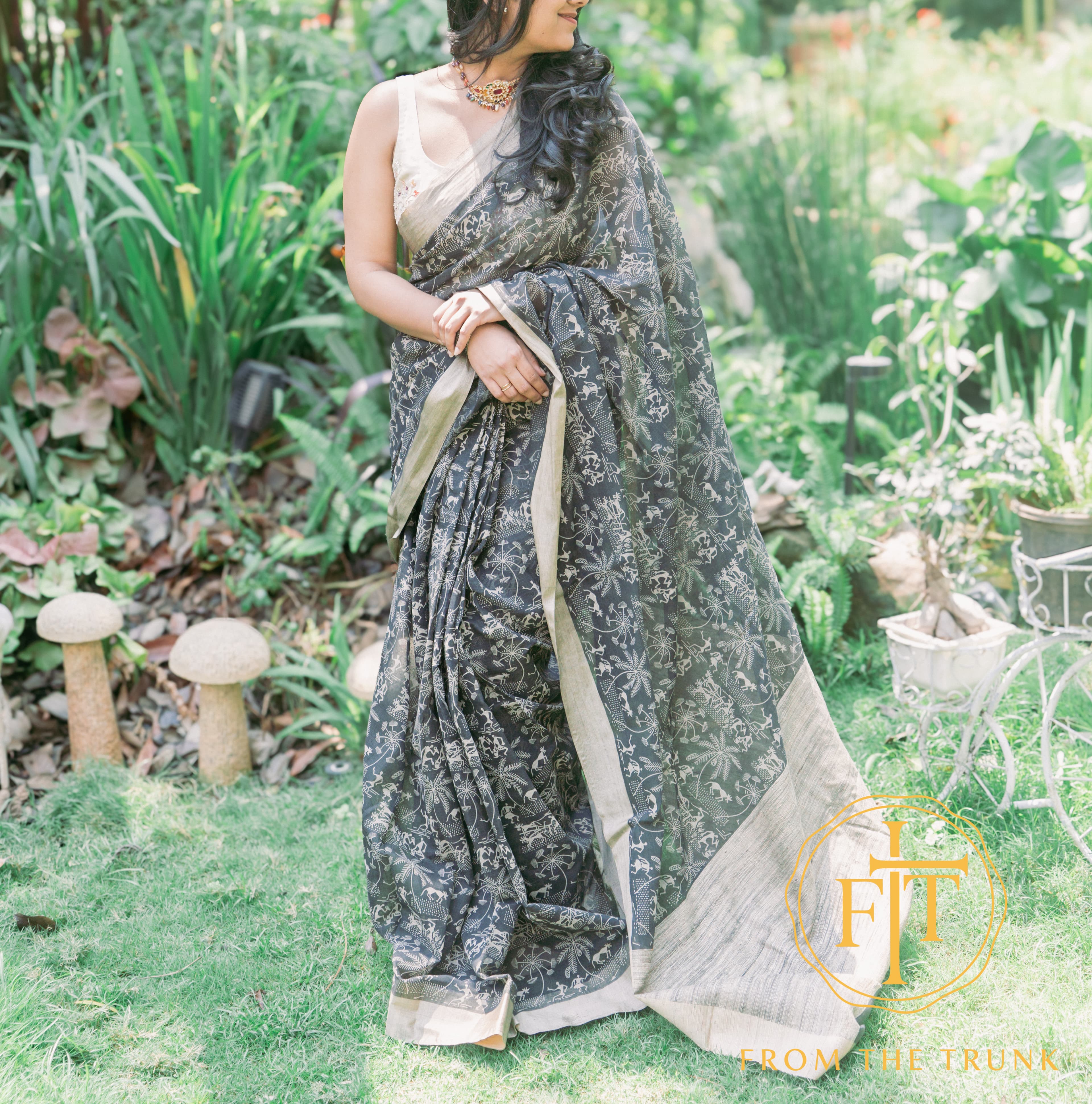 Midnight Tribe Gold Border Cotton