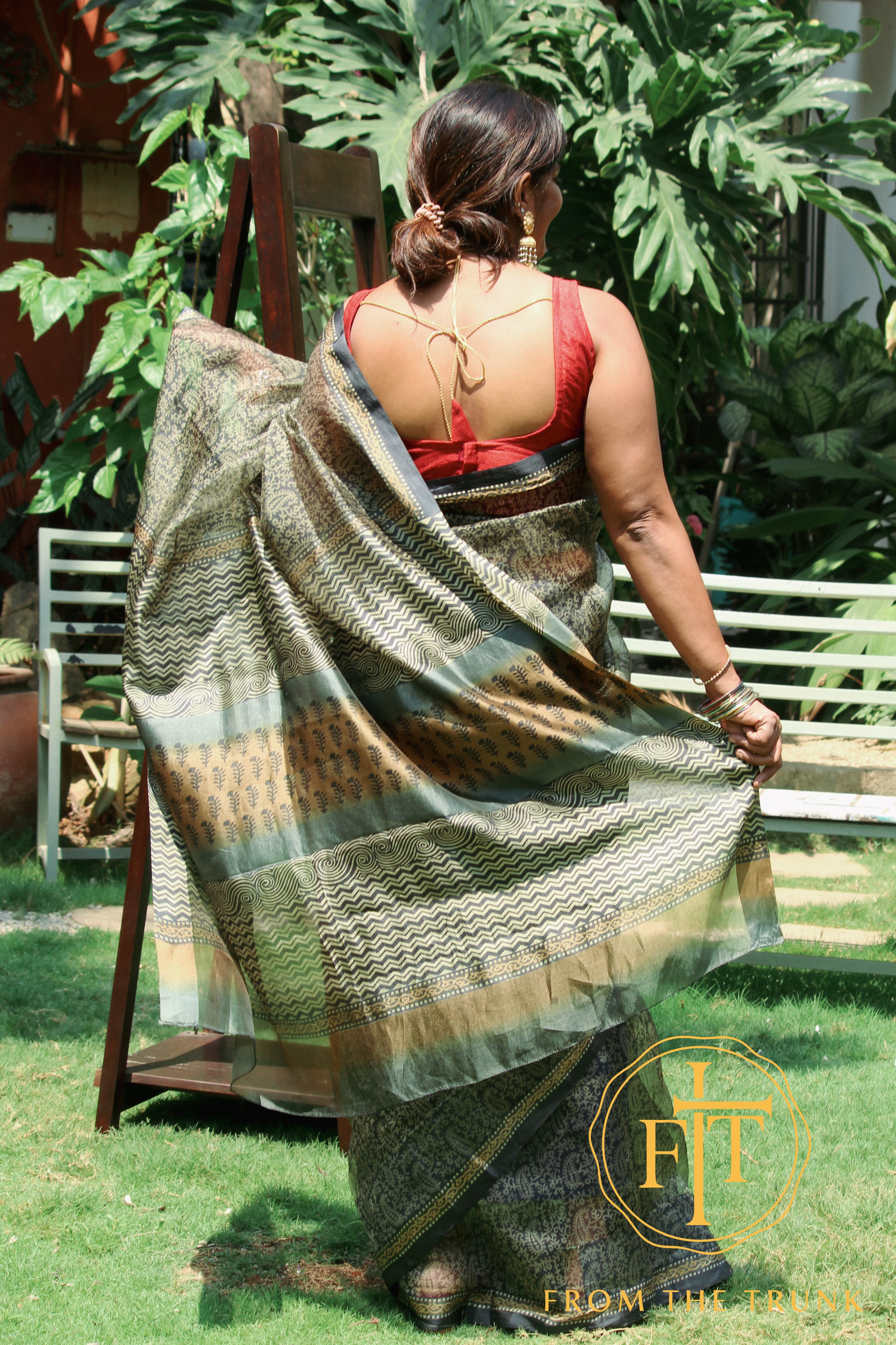 Charcoal gold organza heirloom drape