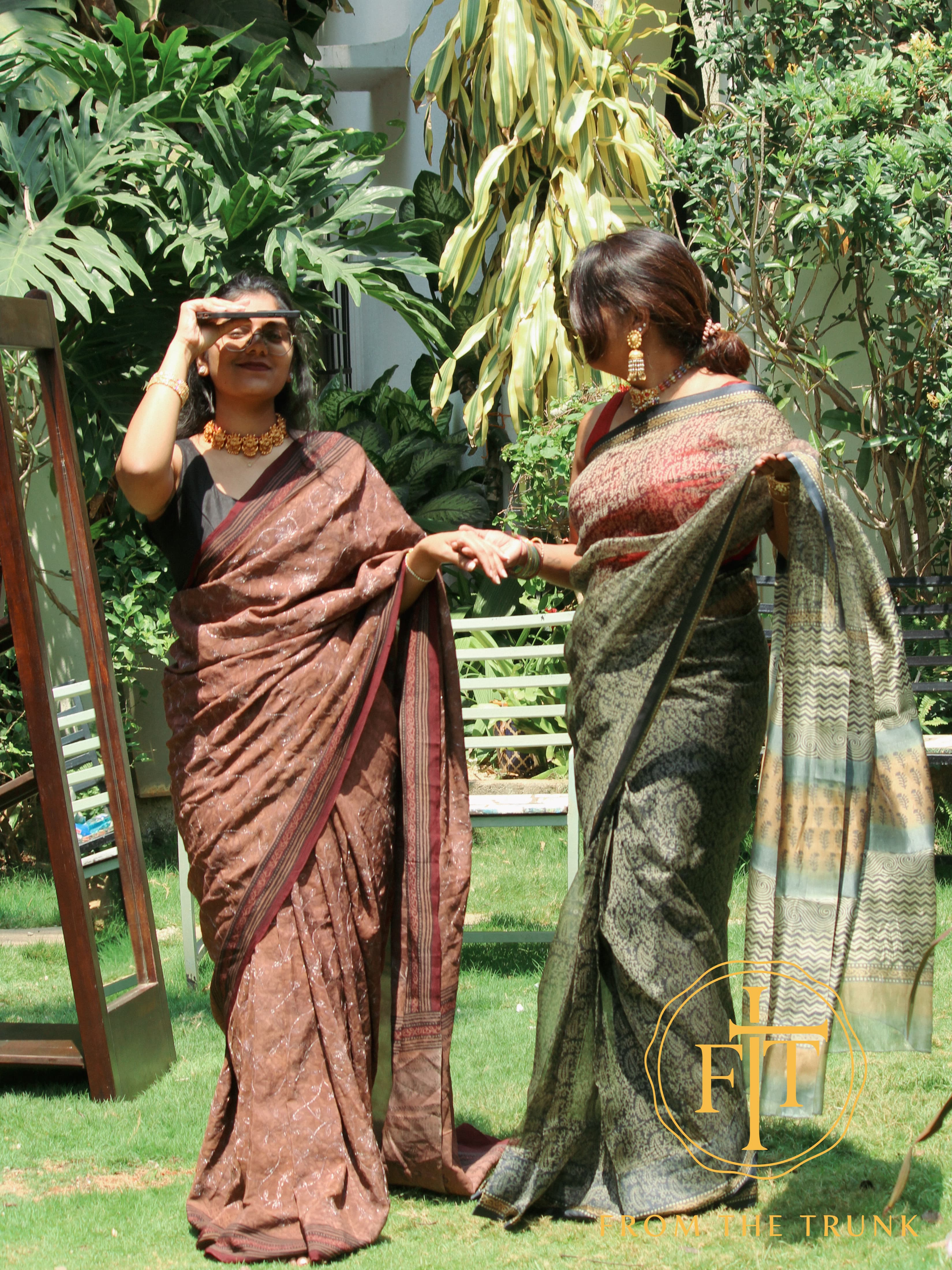 Charcoal gold organza heirloom drape