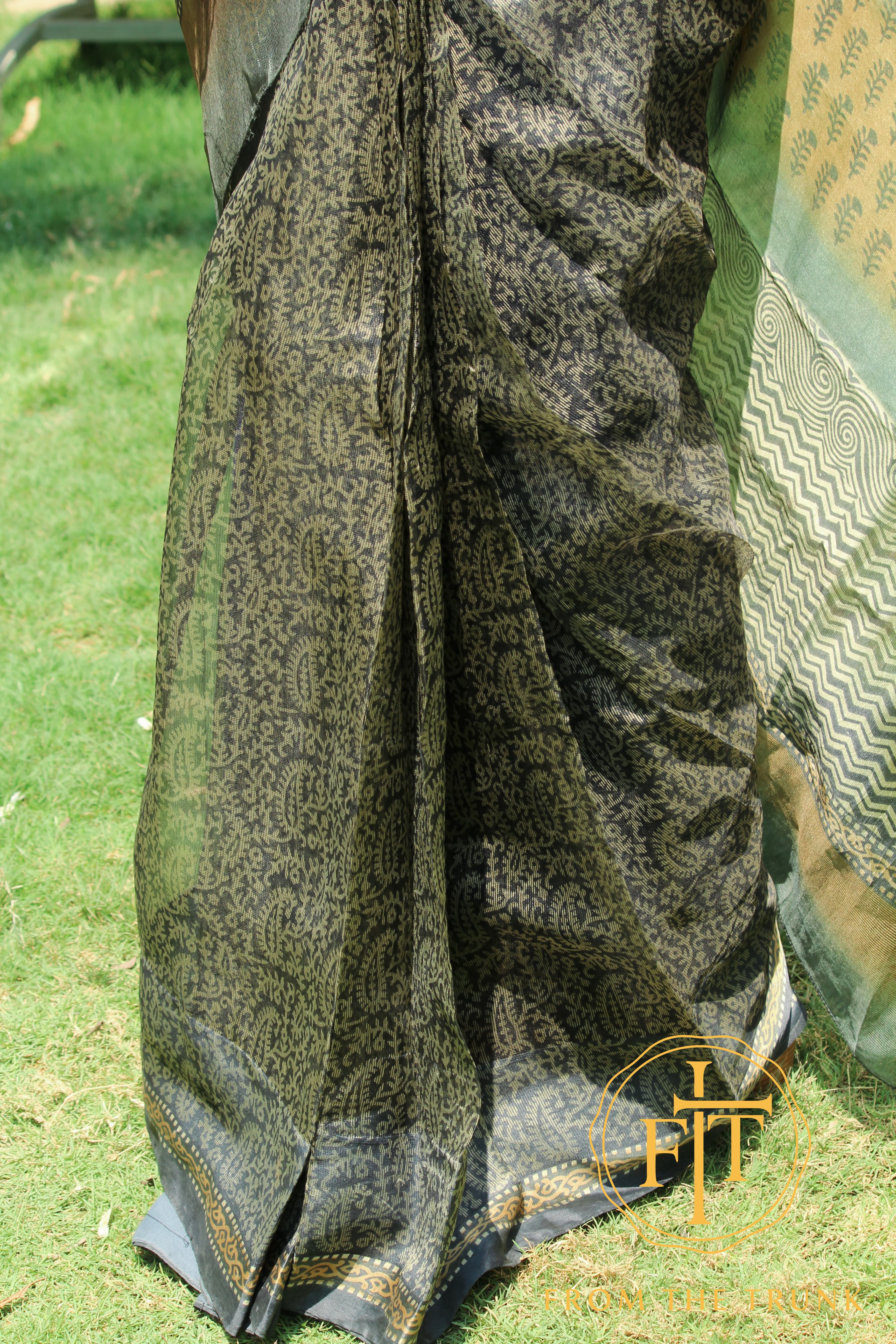 Charcoal gold organza heirloom drape