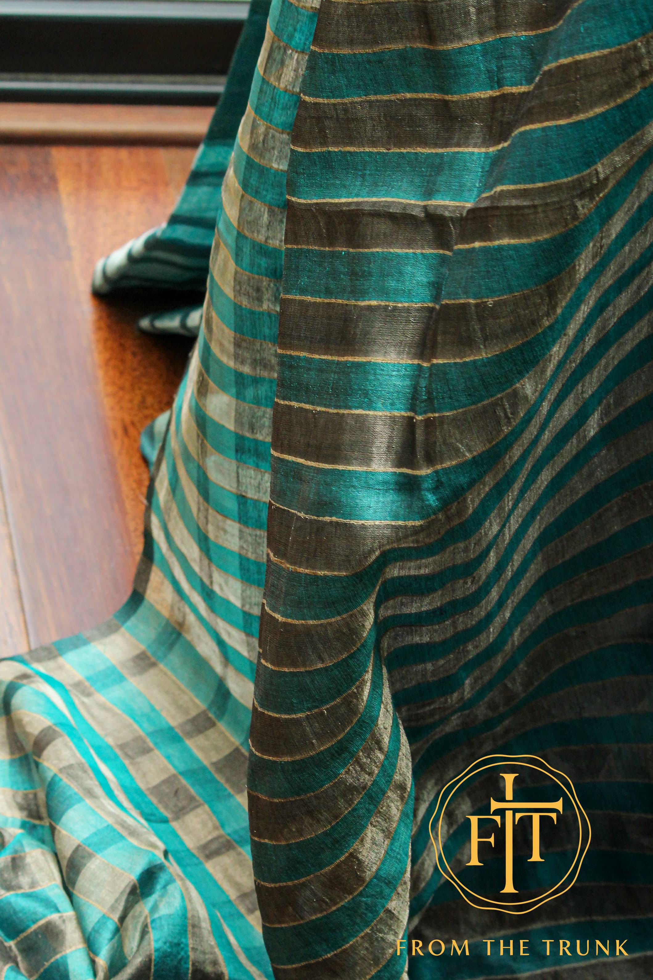 Teal moody silk saree