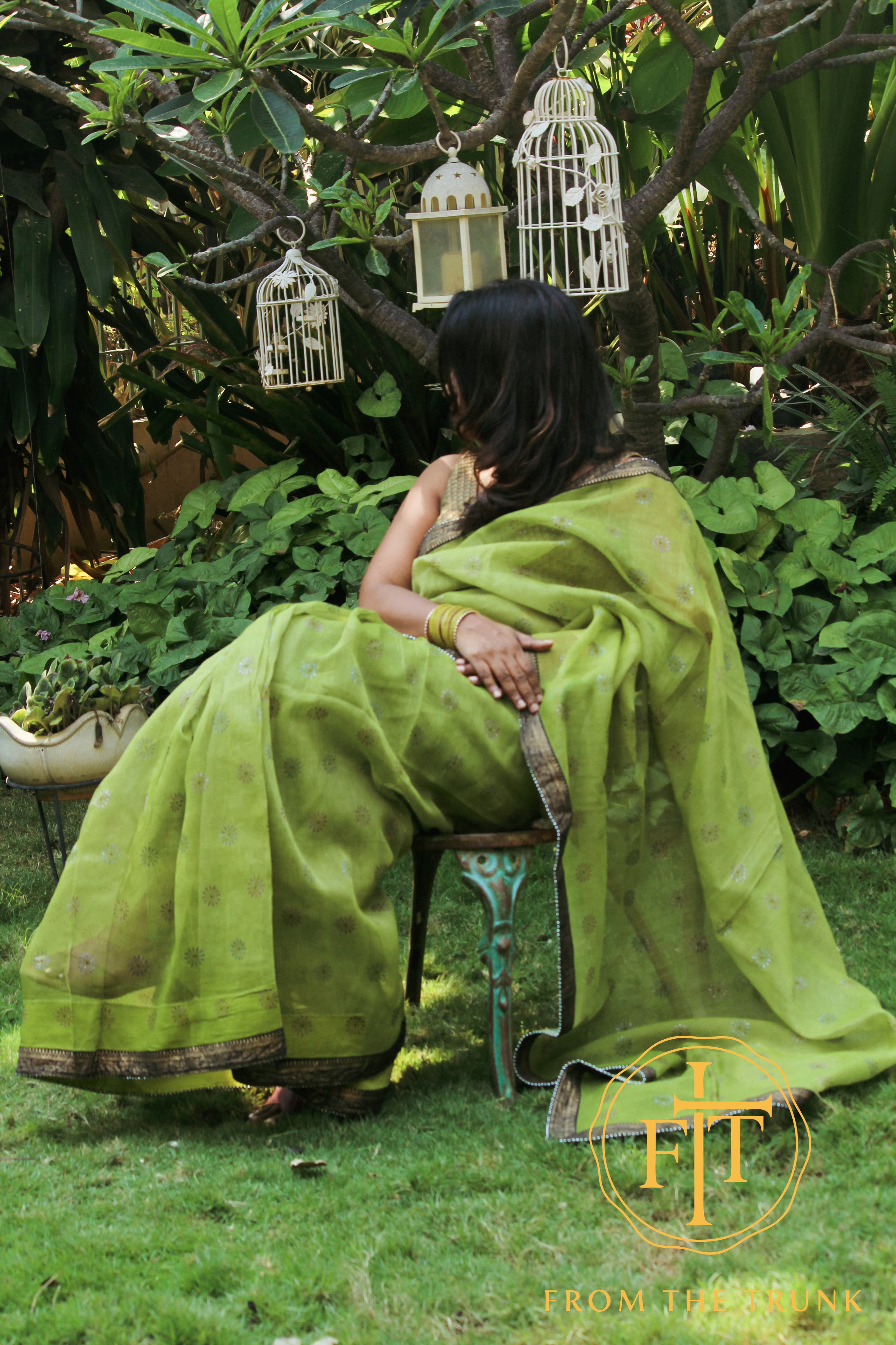 Forest green silk black gold