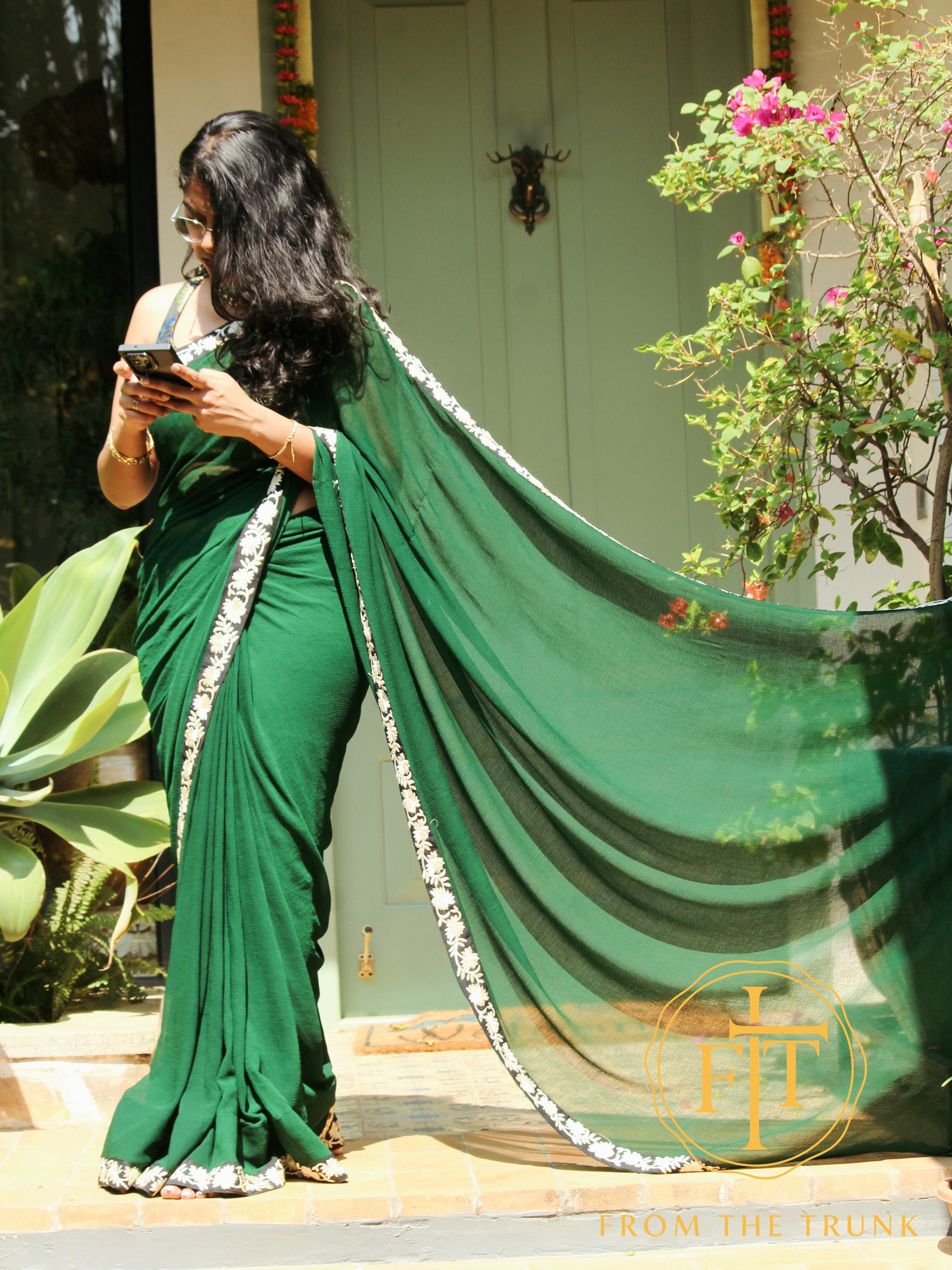Midnight Garden Georgette Saree