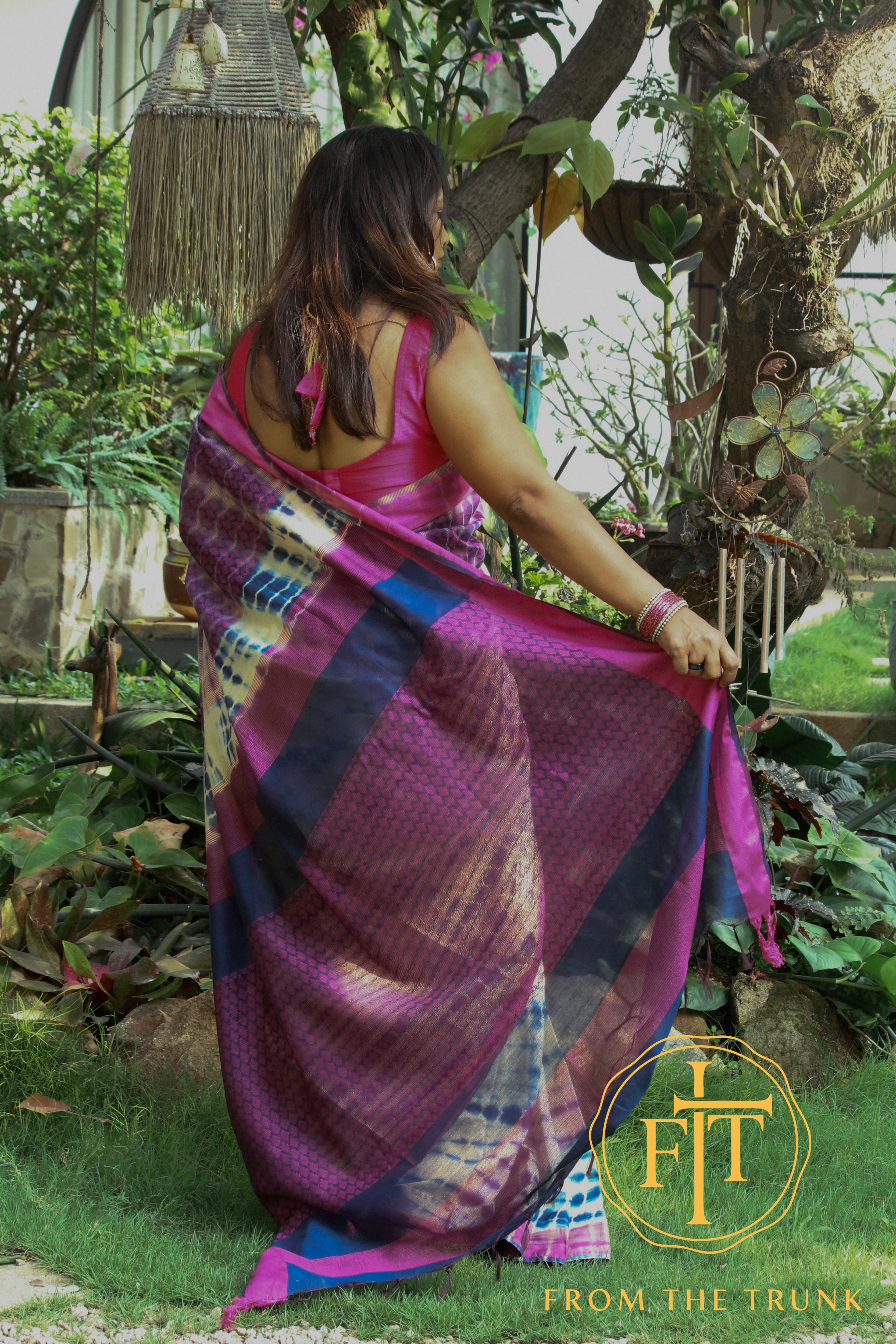 Indigo & Plum Tied Silk Saree