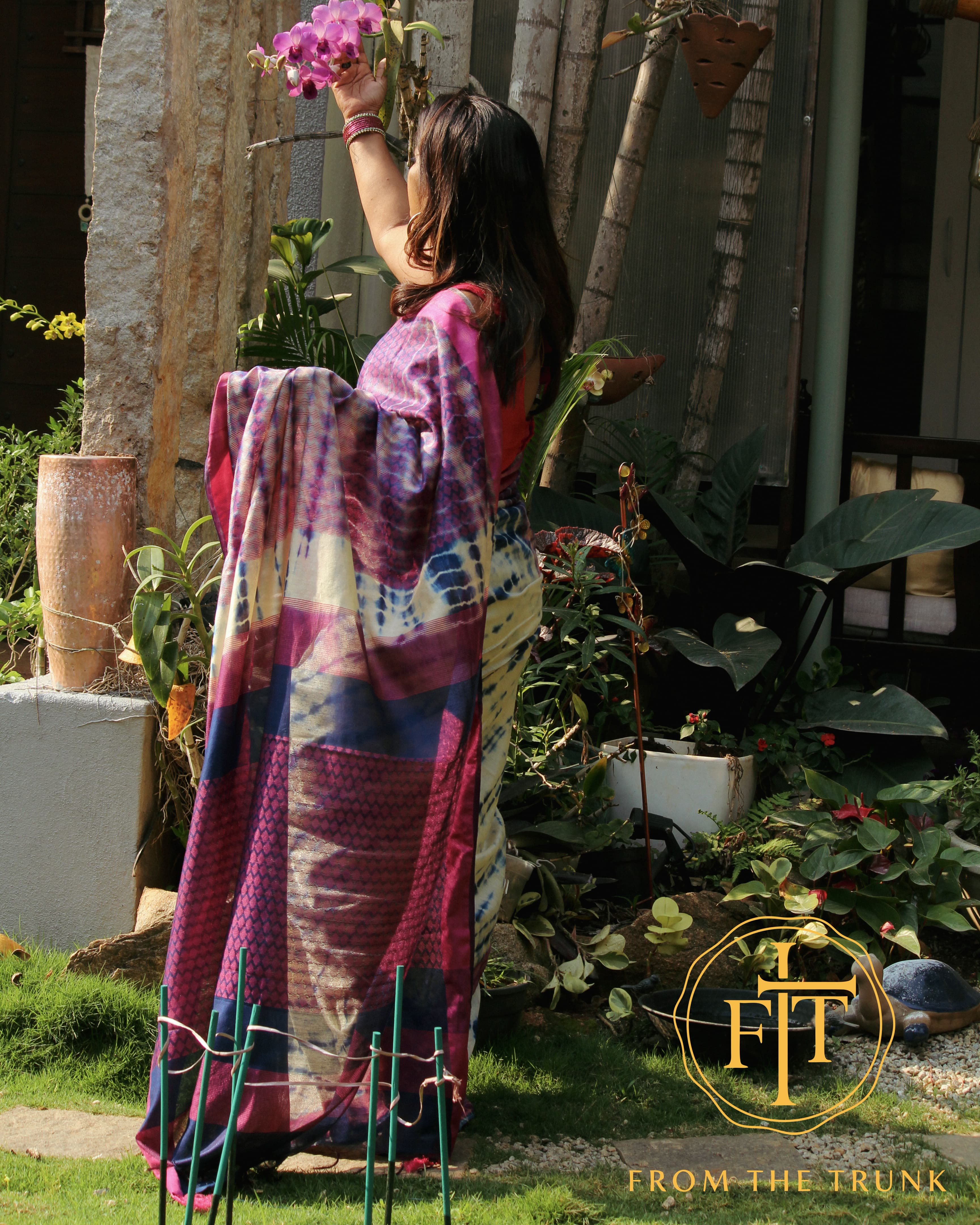 Indigo & Plum Tied Silk Saree
