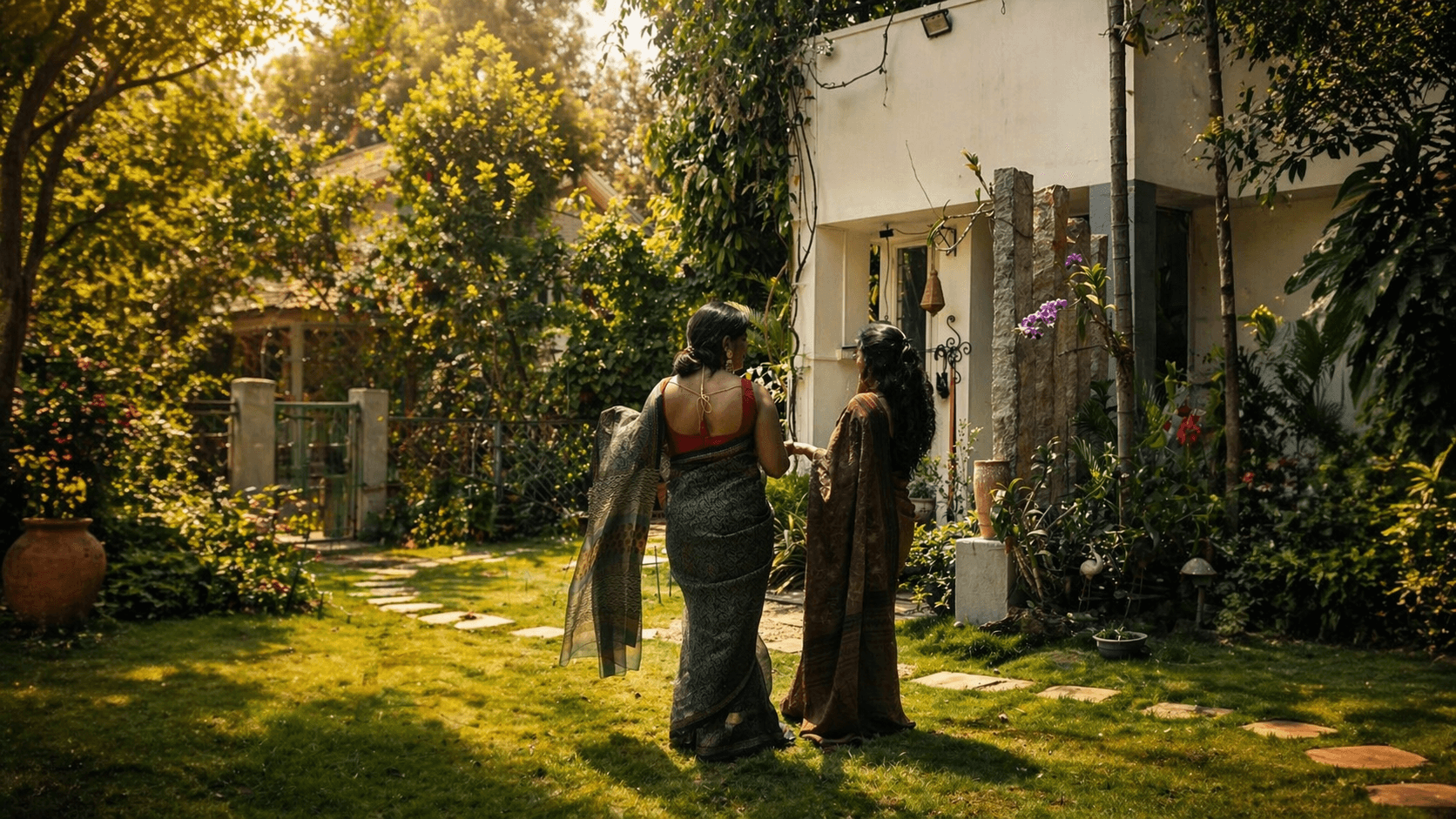 Sunlit garden saree curation